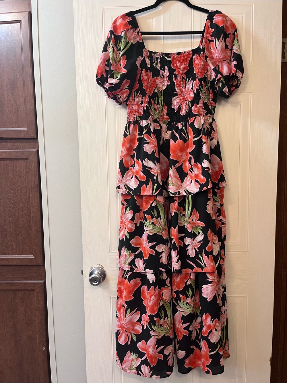 BTFBM floral maxi dress with tiers and smock top